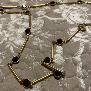 Princess house gold  and black window pane necklace 12” long